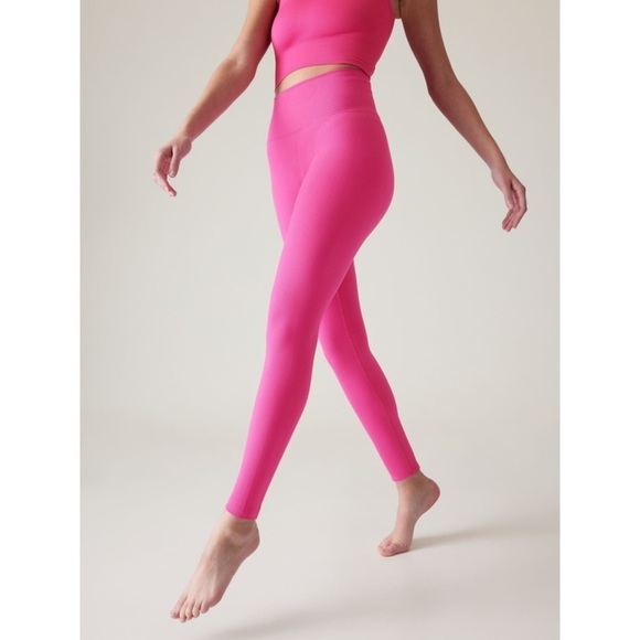 Athleta Hot Pink Aurora Seamless Ribbed High Rise Tight Leggings 533472 EUC XS - Picture 1 of 11